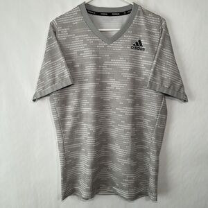 Adidas Prime Blue V Neck Soccer T Shirt Mens Size Large Gray Camo Short Sleeve
